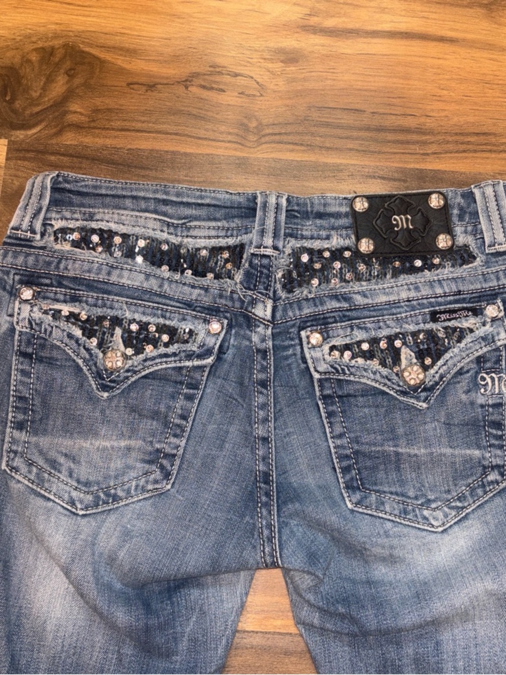 Miss Me Medium Blue Embellished Boot Cut Jeans
